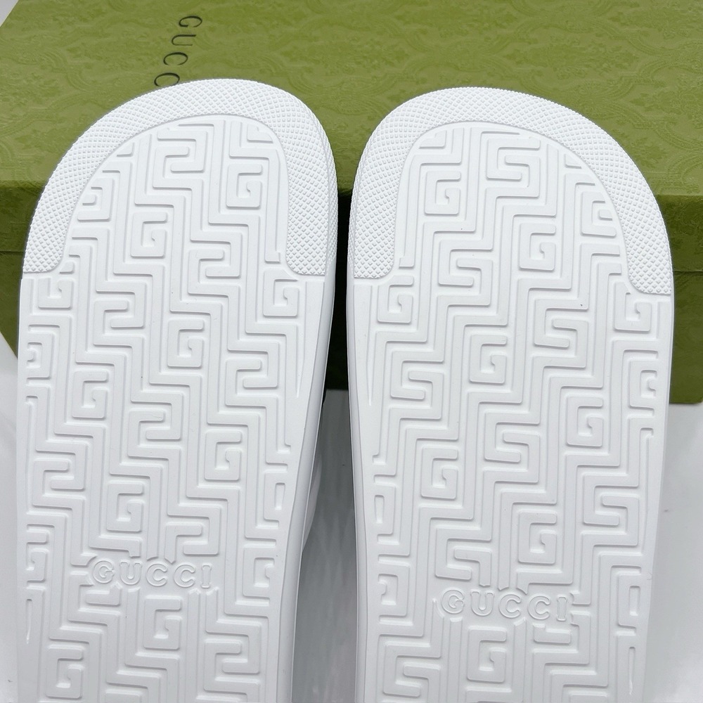 Gucci Men's Web ACE RUBBER Slide Sandals Pool White UK 13 US 13.5 NEW AUTHENTIC - Picture 12 of 12